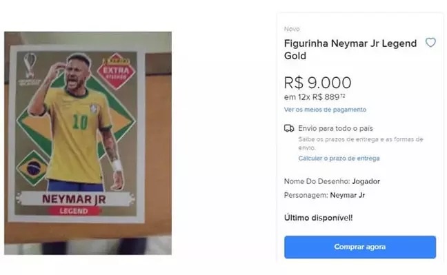 Figurinha Legend Gold Extra Cristiano Ronaldo Copa 2022